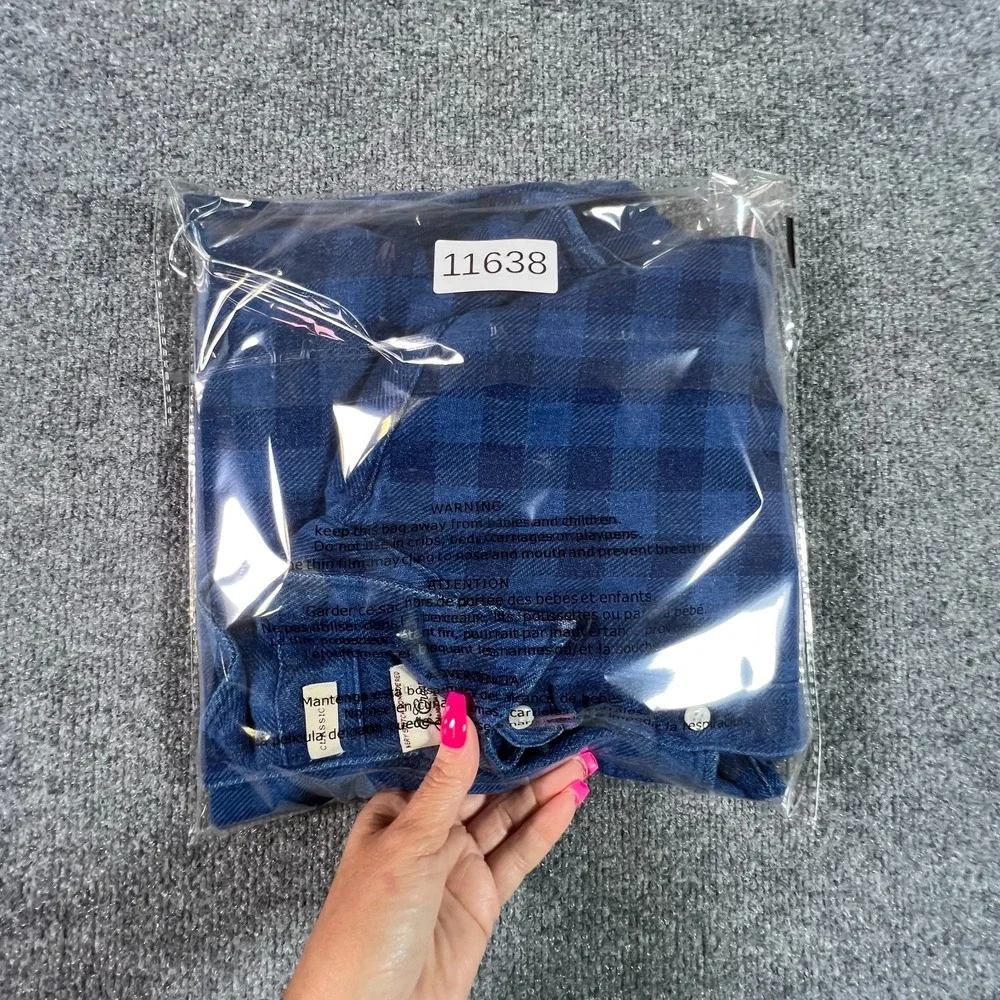 Re-Imagined by J.Crew Button-Up Shirt Men's L Blue Cotton Flannel Plaid Classic
